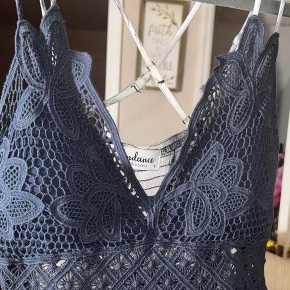 Navy and White Lace Camisole Top - Picture 2 of 4